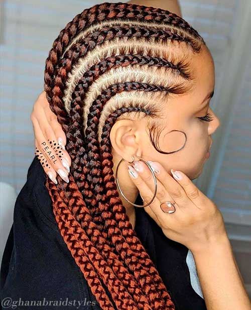 Cute colored straight-back braids, just try these braids straight back and you will never regret it!