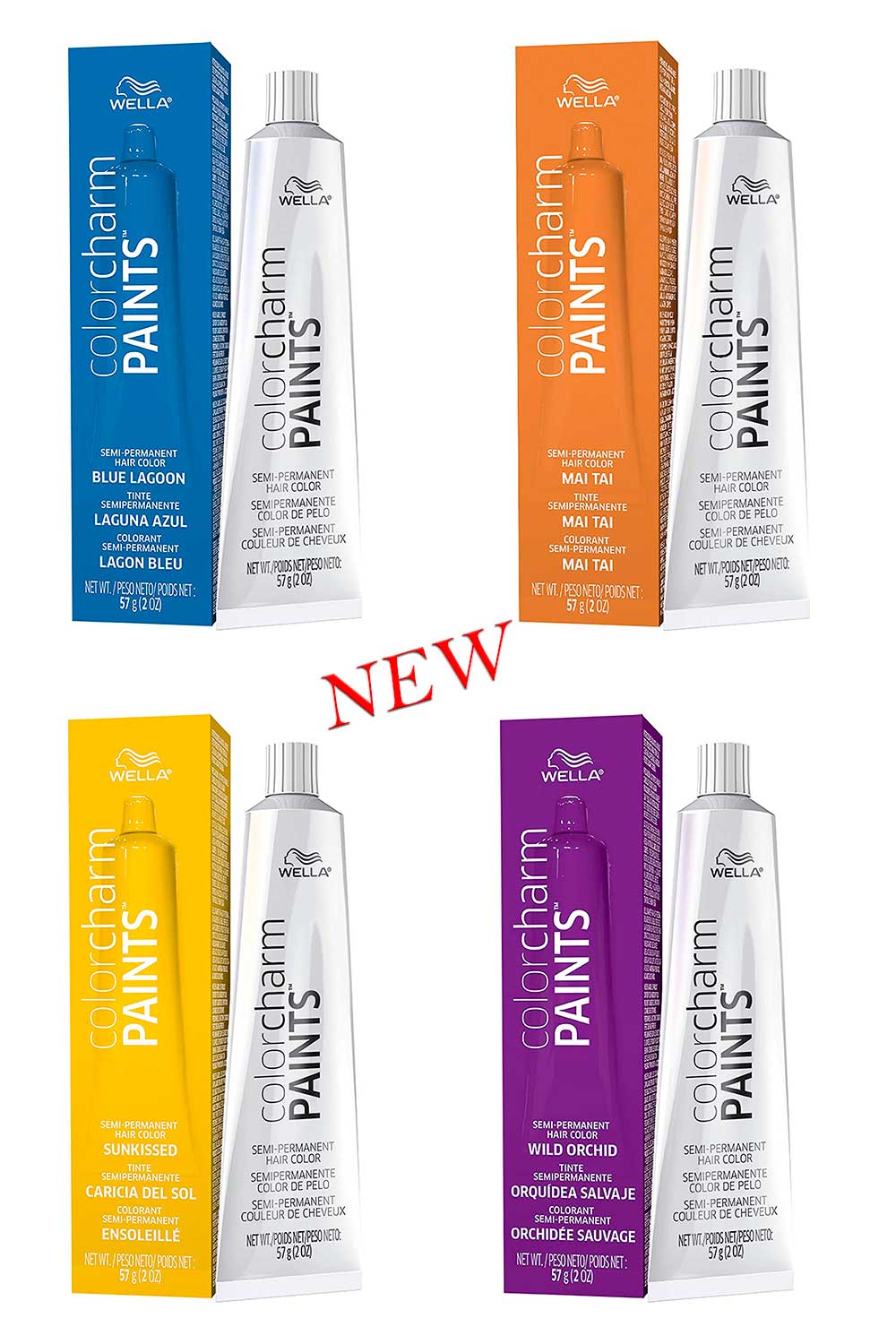 New wella color charm paints 4 new wella color charm paints are cool hair colors: Wild Orchid, Sunkissed, Mai Tai, and Blue Lagoon shades