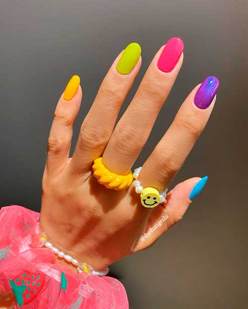 Colorful Nail Art Design with Malibu OPI Nail Polish Colors for Summer 2021