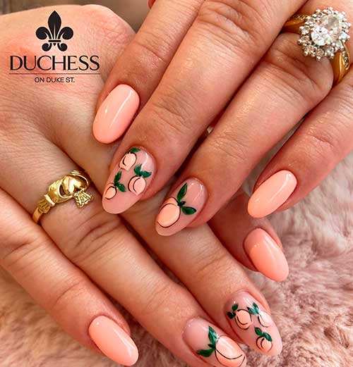 Simple Oval Peach Fruit Nails Design for Summer 2022