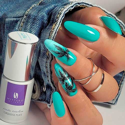 Under the Palm Trees Turquoise Nails 2021