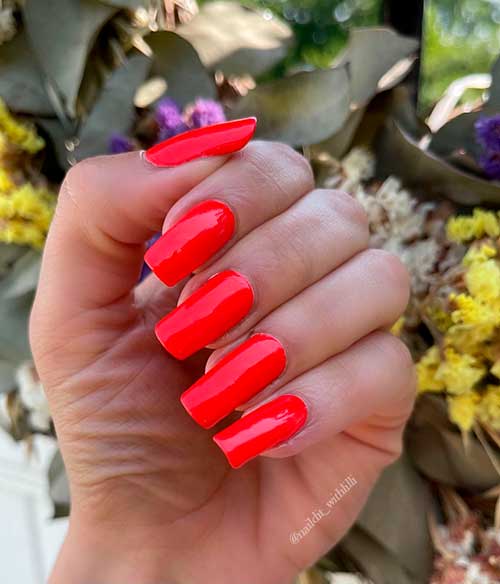 Long neon orange nails 2021 with High Voltage Color Street Nail strips
