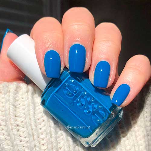 Cute bright blue nails 2021 with juicy details Essie Nail Polish for summer 2021