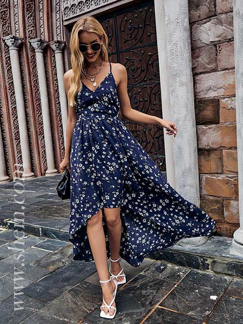 Floral Print High Low Hem Cami Dress Floral Print High Low Hem Cami Dress, shein dresses, maxi dress