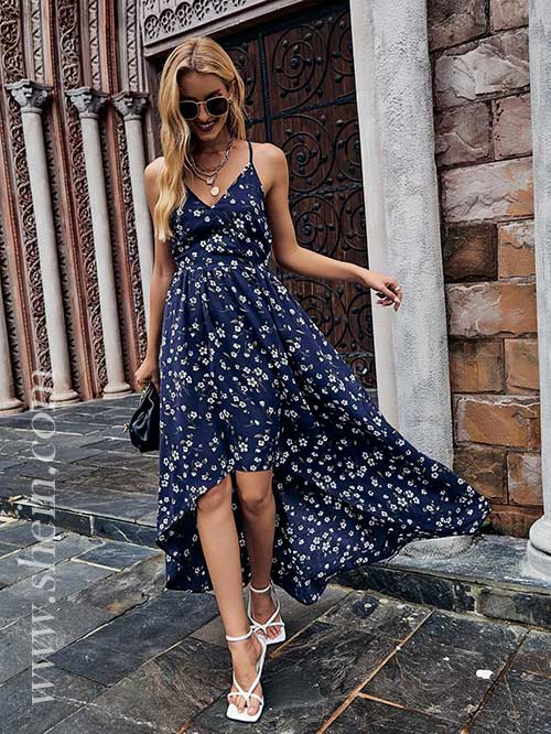 Floral Print High Low Hem Cami Dress, shein dresses, maxi dress