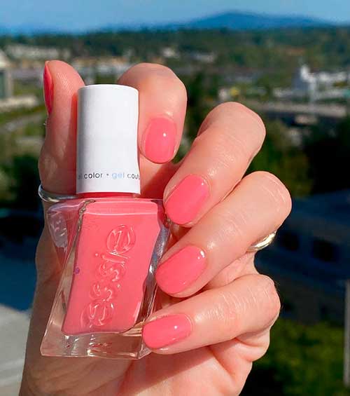Pink gel nails with Essie gel couture Gallery Glam that is a stunning shade from Essie Gel Nail Polish