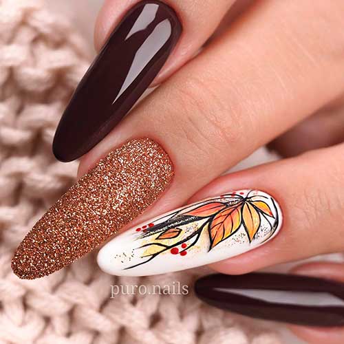 long almond-shaped chocolate brown nails are really perfect fall nails