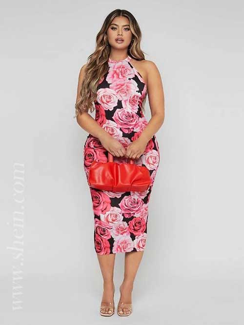SHEIN SXY Floral Print Bodycon Dress is one of the glamorous Shein Dresses