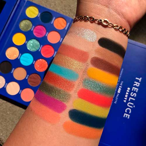 Treslúce Beauty I Am Shadow Palette Treslúce Beauty I Am Shadow Palette features 18 pigmented, buttery soft shades, eyeshadow swatches