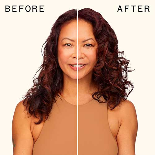Amika Power Hour Curl Refreshing Spray; Before and After