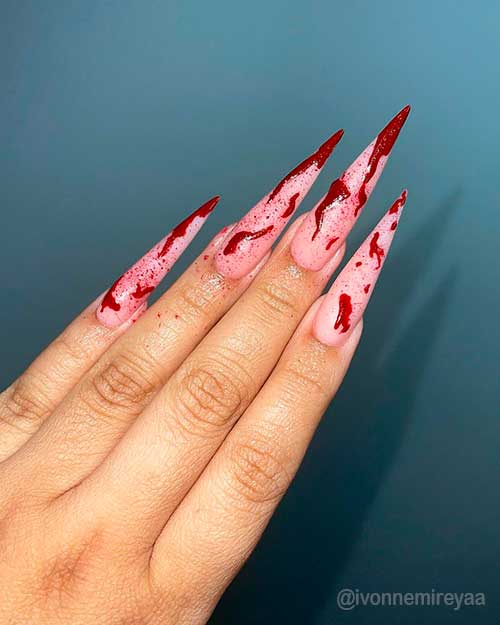 Bloody Halloween Nails 2021, creepy Halloween nail designs, Bloody Halloween nail ideas