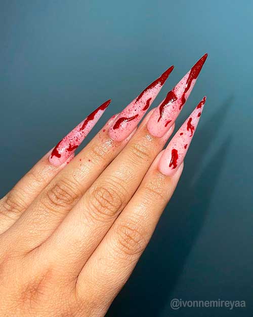 Bloody Halloween Nails 2021, creepy Halloween nail designs, Bloody Halloween nail ideas