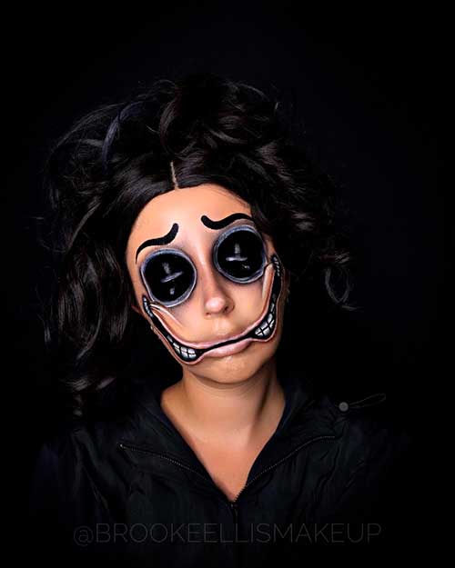 Caroline makeup idea one of the coolest and creepy Halloween makeup ideas 2021