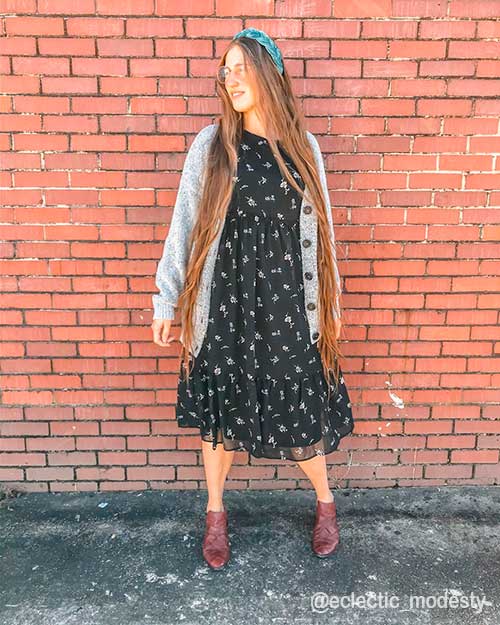 Dainty Dress with a Cardigan Dainty Midi Dress with a Cardigan are chic fall outfits and fashion trends 2021