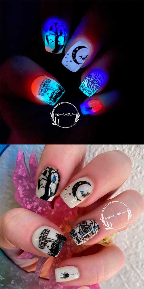 Halloween Glow in the Dark Nails 2021 are best of Halloween nail designs, Halloween nail ideas