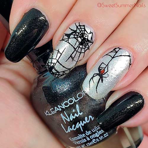 Halloween Spider Web Nails Design is the best of Halloween nail ideas 2021 