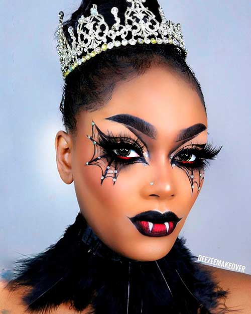 Spooky but glamorous Halloween spider web makeup is one of the best Halloween makeup ideas 2021