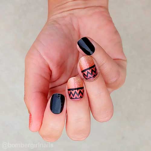 Color street combos: Keep Calm and Chevron, Midnight in Manhattan, and Solar Flare Nail Strips