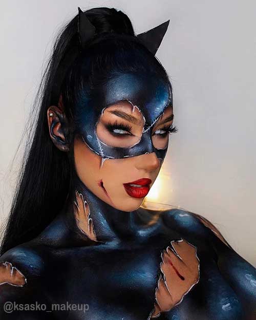 Scary Halloween catwoman makeup Scary Halloween catwoman makeup, try this creepy but cool Halloween makeup ideas 2021