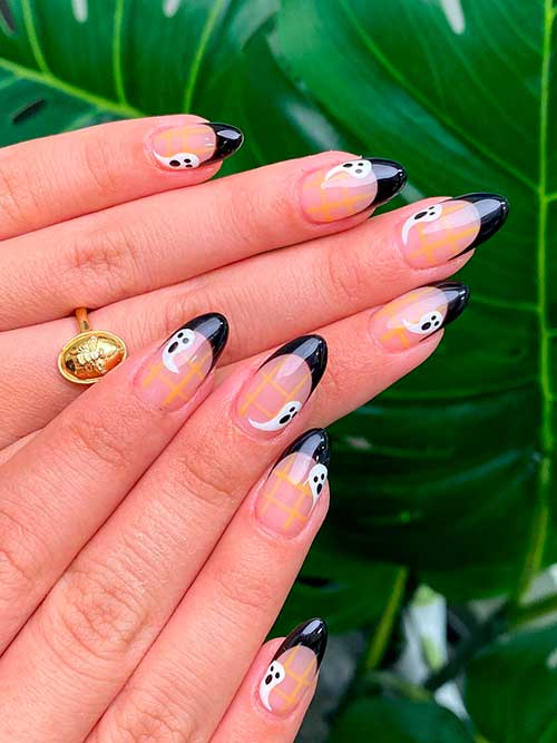 Ghost Nails with Black French Tips