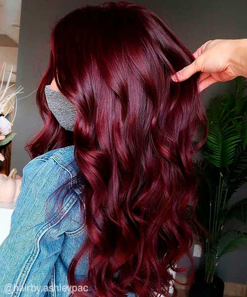 Gorgeous Fall Hair Colors: Burgundy Hair Color Hues Gorgeous Fall Hair Colors 2021; Long wavy Burgundy Hair Color