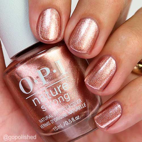 Short Shimmer Rose Gold Nails with Intentions are Rose Gold OPI Nail Polish
