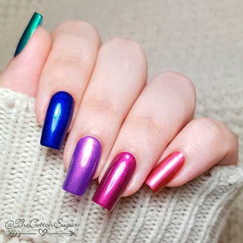 Long square multicolor nails with ORLY Breathable Nail Polish Bejeweled Fall/Holiday 2021