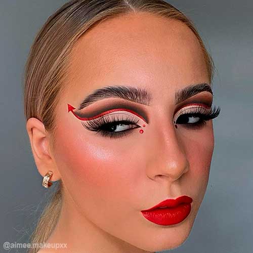The Devil Glam Eyeshadow Makeup Look for Halloween 2021