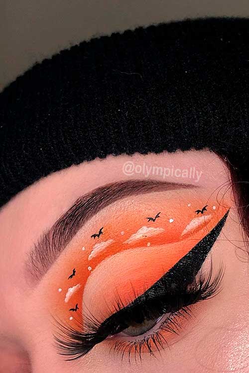 The Spooky Skies Eye Makeup Look The Orange Spooky Skies Eye Makeup Look for Halloween 2021