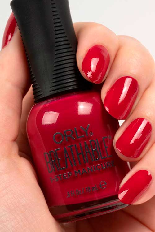 This Took A Tourmaline ORLY Breathable Nail Polish Short round deep fuchsia nails with This Took A Tourmaline ORLY Breathable Nail Polish