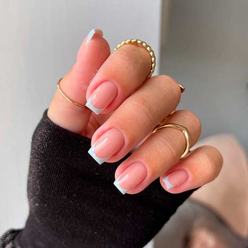 Short Classic French Nail Tips Square Shaped for a Unique Look