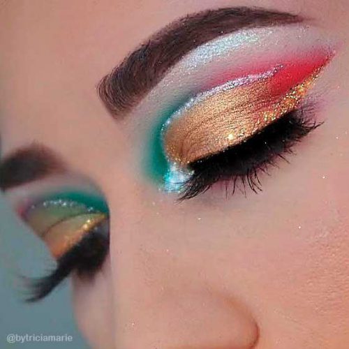 Gold, Red, and Green Christmas Makeup Looks