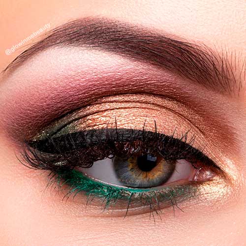 Golden Green Christmas Eye Makeup for Christmas 2021