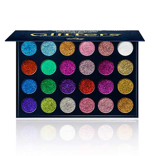 Aolailiya 24 Color Pressed Glitter Eyeshadow Palette is one of the Best Eyeshadow Palettes for Christmas Makeup Looks