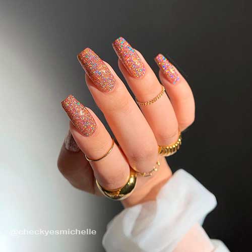 Cheeky New Years Eve Nails Design Cheeky Long Coffin Confetti Glitter New Years Eve Nails 2022 Design