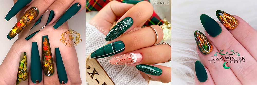 Chic and Trendy Dark Green Nails for 2021
