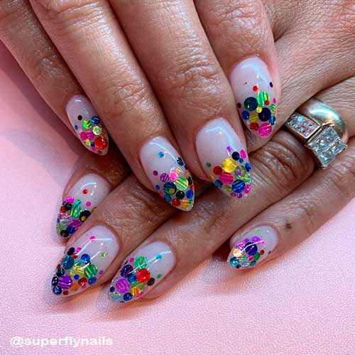Confetti New Years Nails Design Short Almond Confetti Glitter New Years Nails Design