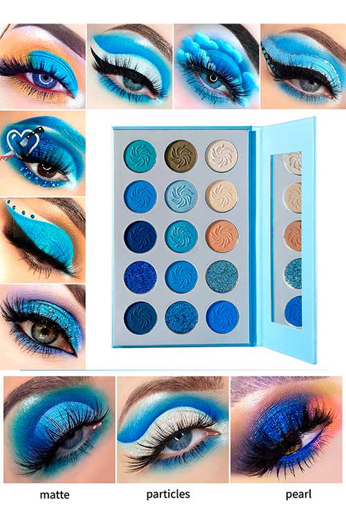 Matte, Particles, Pearl Eyeshadow Blue Makeup Looks