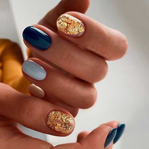 Multicolor New Years Nails Design Short Round Shaped Multicolored New Years Nails 2022 Design