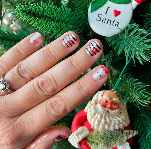 Short Nails Covered with Secret Santa Color Street Nail Strips