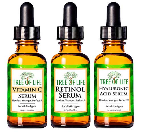 Tree of Life Beauty Serum Combo Consists of Vitamin C Serum, Retinol Serum, and Hyaluronic Acid Serum