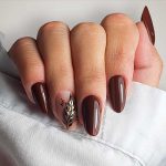 The Best Brown Nails To Elevate Your Style In 2024 Chocolate Brown Nails With Gold Leaf Nail Art 150x150