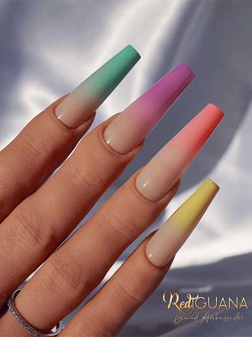 Classy Multicolored Coffin Nails Long Classy Multicolored Coffin Nails