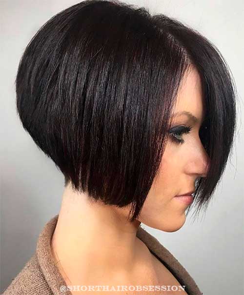 Black Hair with Concave Short Bob Haircut