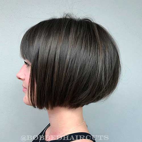 Concave Short Bob Haircuts with A Fringe