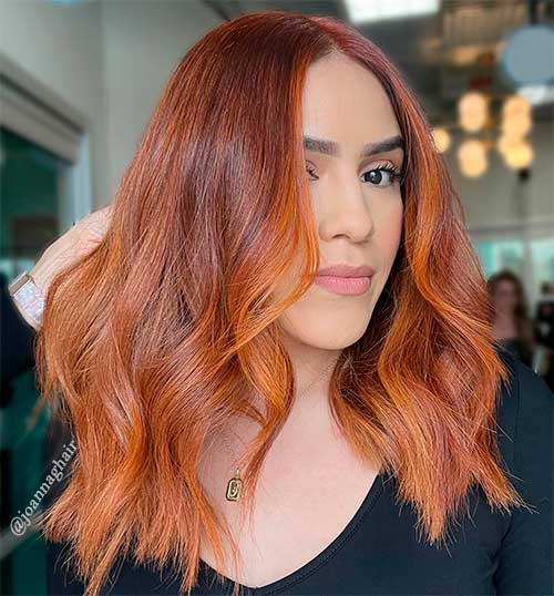 Long Hair Transformed to Copper Balayage Hair - Spring Hair Colors 2022 Long Hair Transformed to Copper Balayage Hair - Spring Hair Colors 2022