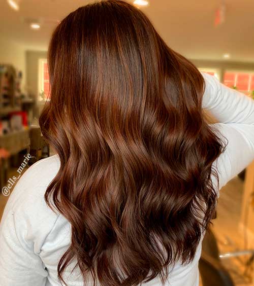 Long Hair Dyed with Chocolate Brown Hair Color for Spring 2022
