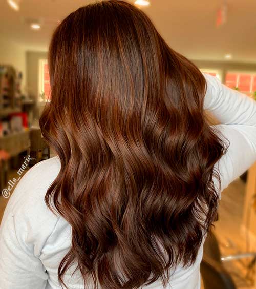Long Hair Dyed with Chocolate Brown Hair Color for Spring 2022 Long Hair Dyed with Chocolate Brown Hair Color for Spring 2022