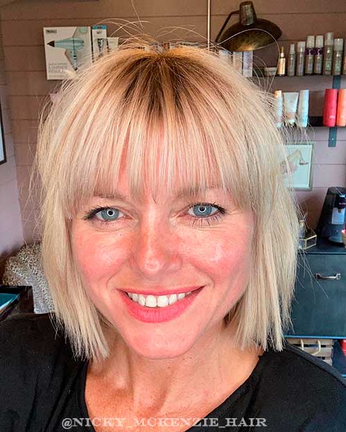 Modern Short Bob Haircut with Fringe Modern Short Bob Haircut with Fringe