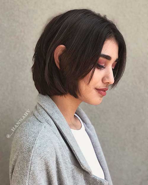 Sleek Black Hair with Round Bob Haircut